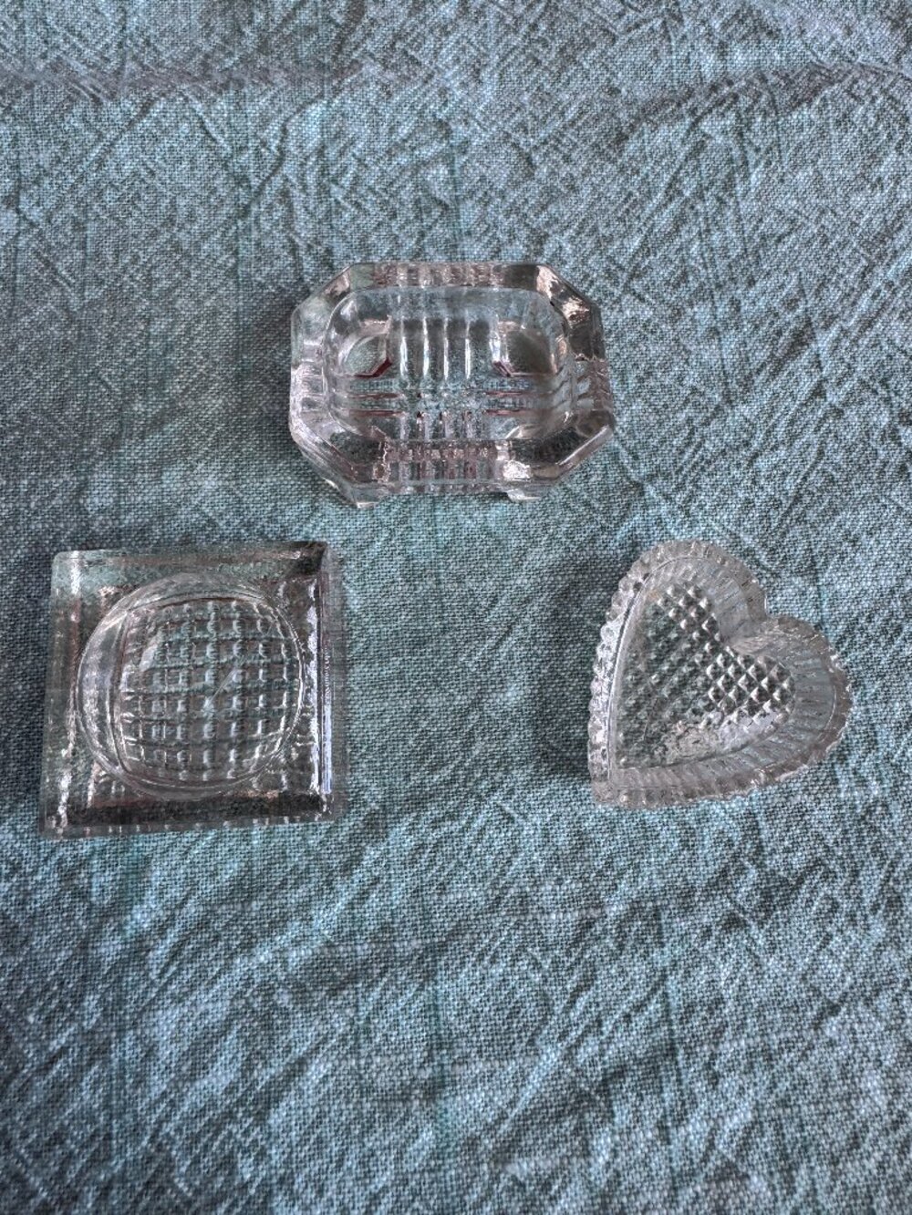 Set 3 - Vintage Pressed Glass Salt Cellars / Trinket Holders
